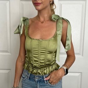 Green Silk Corset Top